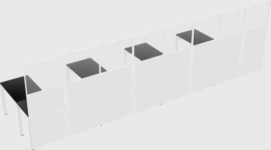 Shared l-shaped cubicle