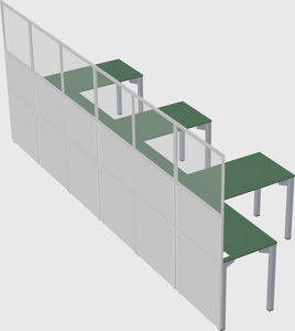 Shared l-shaped cubicle