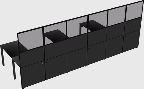 Shared l-shaped cubicle