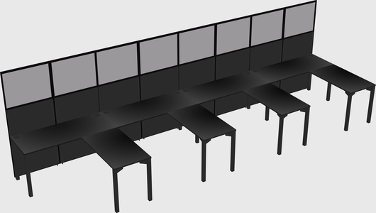 Shared l-shaped cubicle
