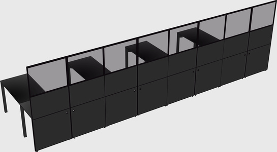 Shared l-shaped cubicle