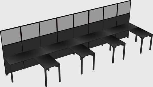 Shared l-shaped cubicle