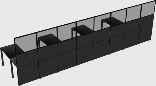 Shared l-shaped cubicle