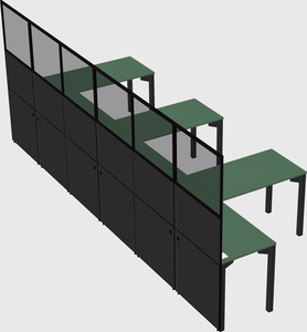 Shared l-shaped cubicle