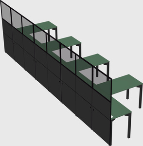 Shared l-shaped cubicle