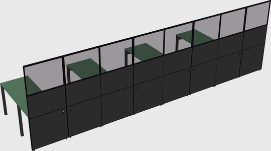 Shared l-shaped cubicle