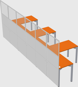 Shared l-shaped cubicle