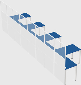 Shared l-shaped cubicle