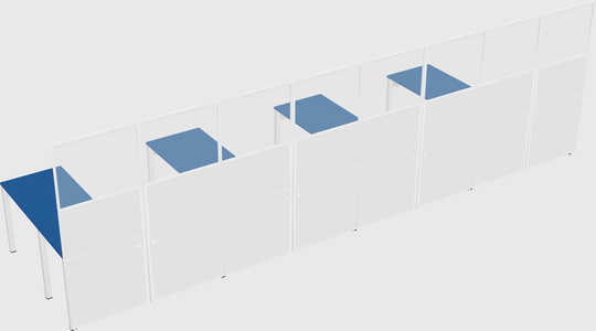Shared l-shaped cubicle