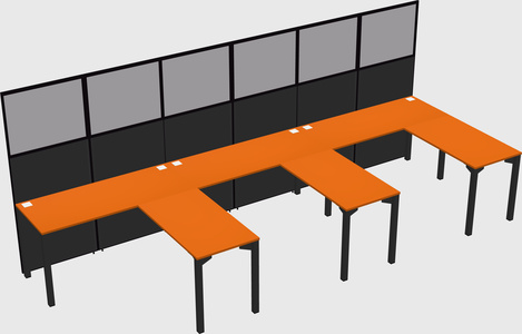 Shared l-shaped cubicle