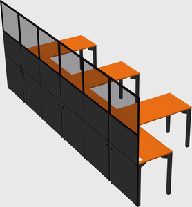 Shared l-shaped cubicle