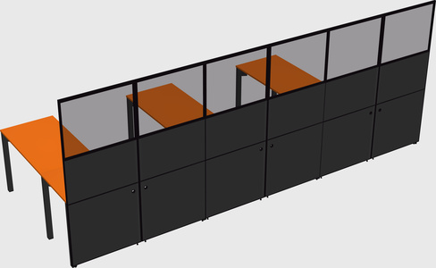 Shared l-shaped cubicle