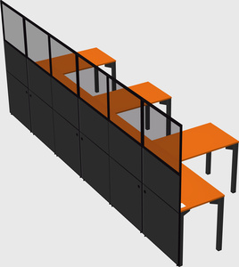 Shared l-shaped cubicle