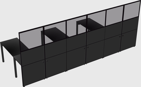 Shared l-shaped cubicle