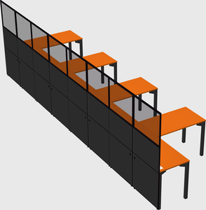 Shared l-shaped cubicle