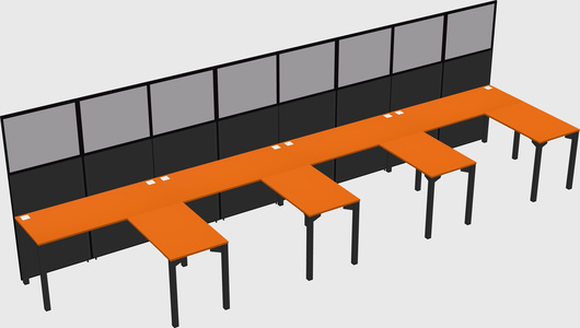 Shared l-shaped cubicle