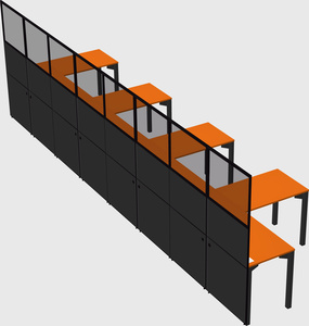 Shared l-shaped cubicle