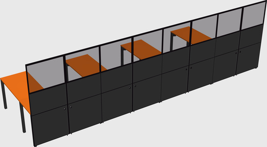 Shared l-shaped cubicle