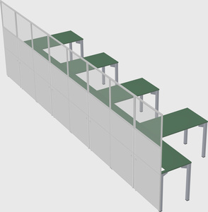 Shared l-shaped cubicle