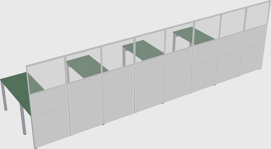 Shared l-shaped cubicle