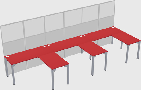 Shared l-shaped cubicle