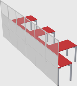 Shared l-shaped cubicle
