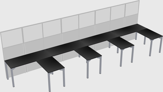 Shared l-shaped cubicle