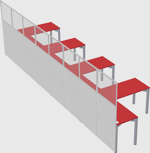 Shared l-shaped cubicle