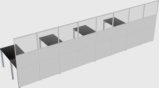 Shared l-shaped cubicle