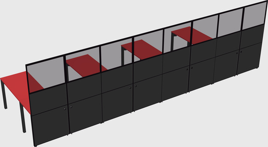 Shared l-shaped cubicle