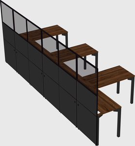 Shared l-shaped cubicle