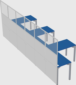 Shared l-shaped cubicle