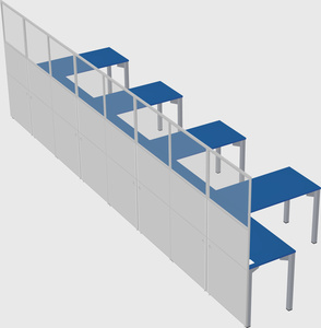 Shared l-shaped cubicle