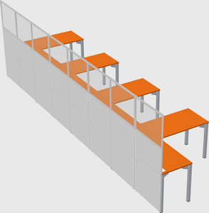 Shared l-shaped cubicle