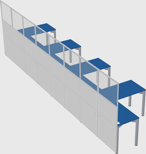 Shared l-shaped cubicle