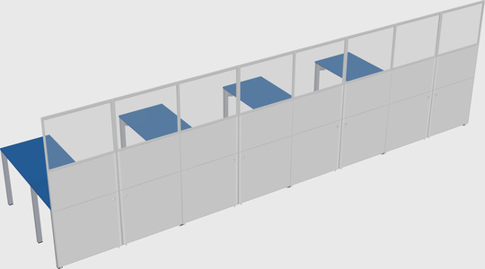 Shared l-shaped cubicle