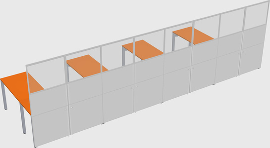 Shared l-shaped cubicle