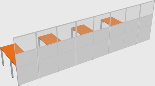 Shared l-shaped cubicle