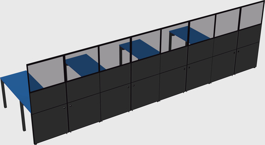 Shared l-shaped cubicle