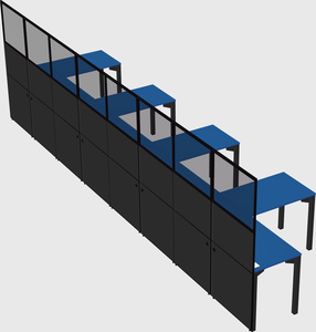 Shared l-shaped cubicle