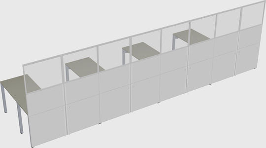 Shared l-shaped cubicle