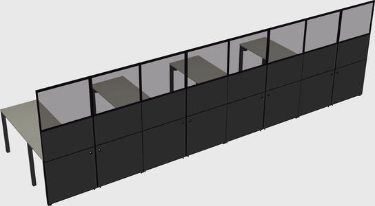 Shared l-shaped cubicle
