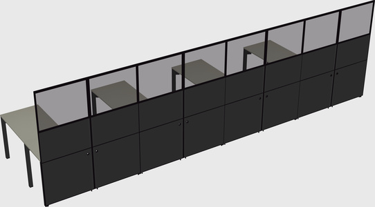 Shared l-shaped cubicle