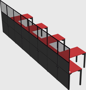 Shared l-shaped cubicle