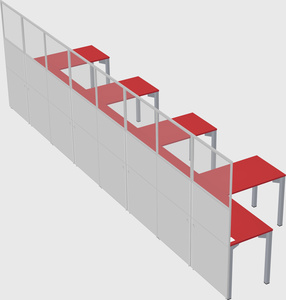 Shared l-shaped cubicle