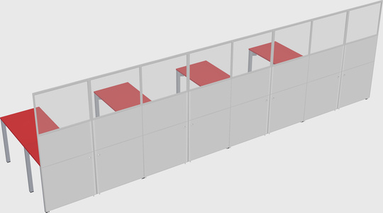Shared l-shaped cubicle