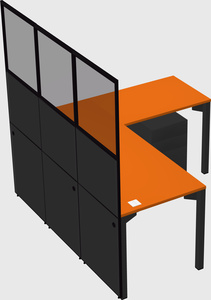 Shared l-shaped cubicle