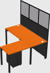 Shared l-shaped cubicle