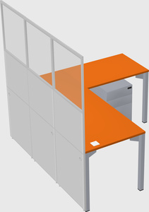 Shared l-shaped cubicle