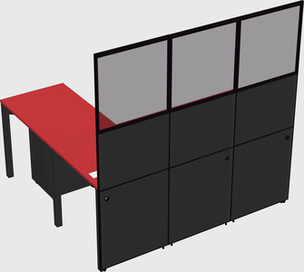 Shared l-shaped cubicle